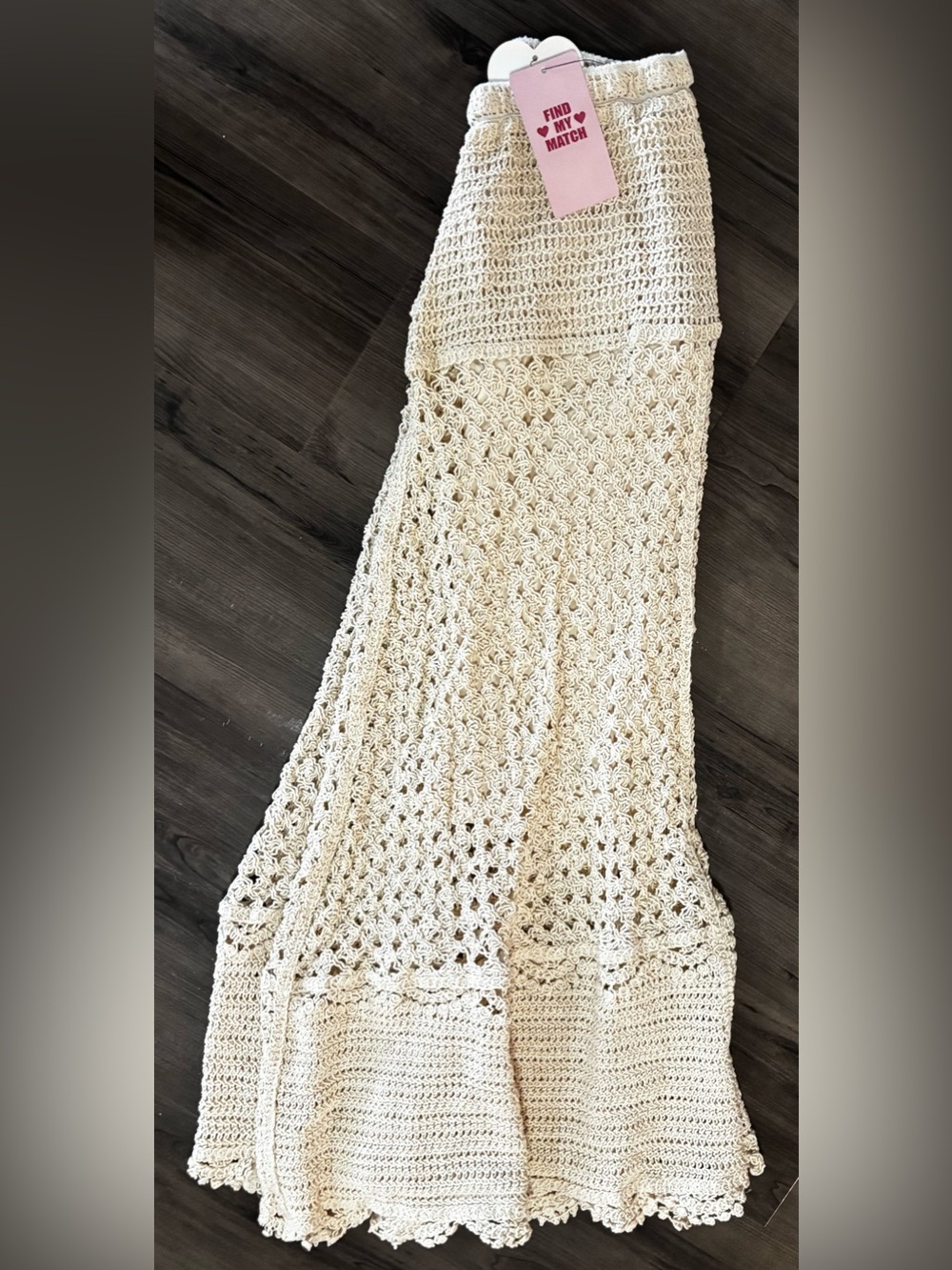 Boho Crochet Maxi Skirt in Cream Beige Summer Style M nwt - Picture 2 of 5